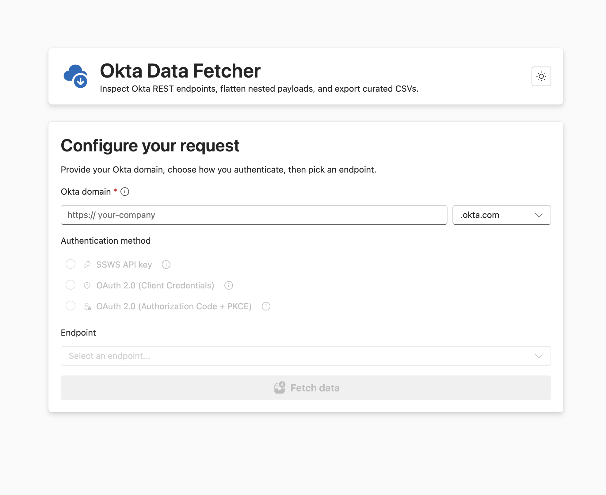 Okta Data Fetcher preview